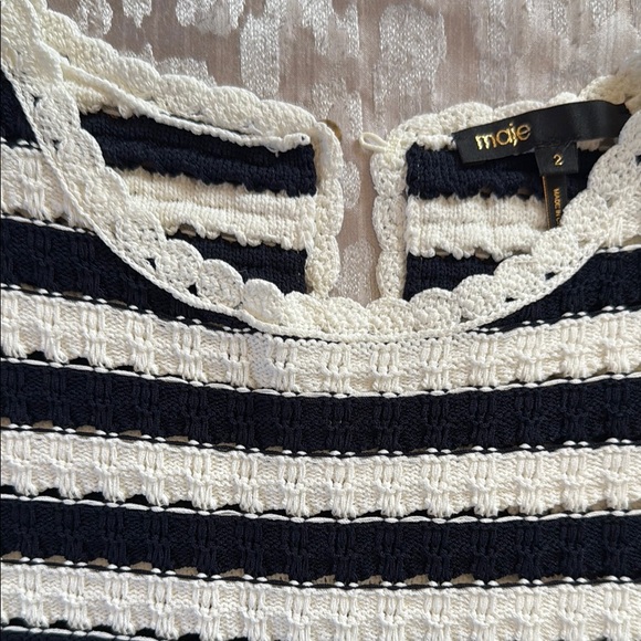 Maje Black and White Striped Crew Neck Sweatshirt - Picture 2 of 4